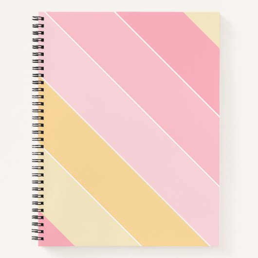 Rosa Vanilla gelb Weiß Moderne modern gestreift Notizblock (Vorderseite)