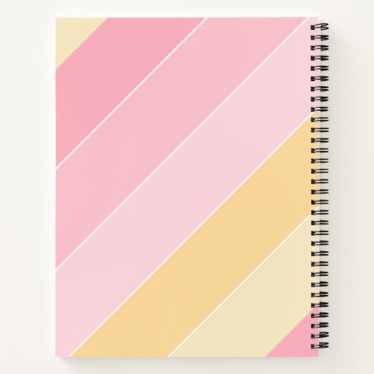 Rosa Vanilla gelb Weiß Moderne modern gestreift Notizblock (Rückseite)