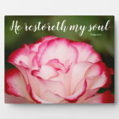 Rosa Variegierte Rose Psalm 23:3 Schrift Fotoplatte (Vorderseite)