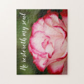 Rosa Variegierte Rose Psalm 23:3 Schrift Puzzle (Vertikal)