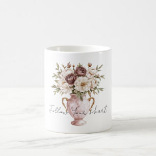 Rosa Vasenvase Schokoladen-Creme-Blumen Kaffeetasse