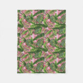 Rosa Vegetation Tropischer Dschungel Botanisch Fleecedecke (Vorderseite)