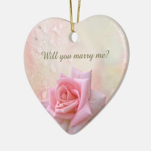 Rosa Verlobung Herz Keramik Ornament (Links)