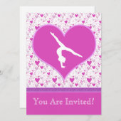 Rosa verlost o HerzenGymnast Einladung (Vorne/Hinten)