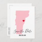 Rosa Vermont Rotes Herz Save the Date Ankündigungspostkarte (Vorne/Hinten)