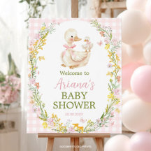 Rosa verrückte Gans Blumen Baby Shower Willkommens