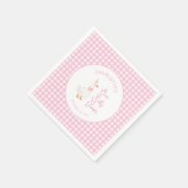 Rosa verrückte Gans Gingham Rustikale erste Geburt Serviette (Ecke)