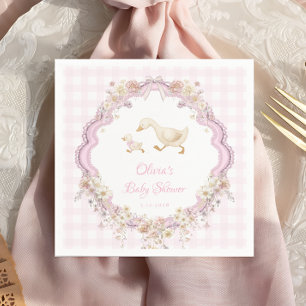 Rosa verrückte Gans Wildblumen Mädchen Baby Shower Serviette