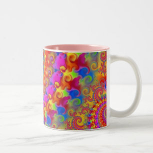 Rosa verrücktes Fraktal Zweifarbige Tasse