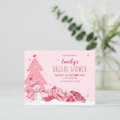Rosa verspielt winterliche Brautparty Einladung (Stehend Vorderseite)