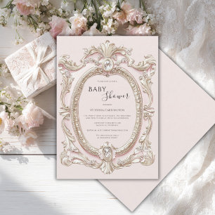 Rosa verspielte elegante Babyparty Einladung