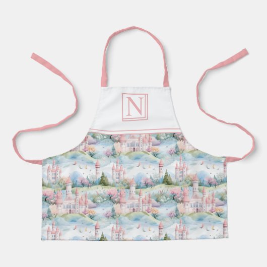 Rosa verzauberte Burg Landschaft - Maßgeschneidert Schürze (Vorderseite)