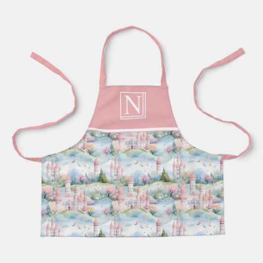 Rosa verzauberte Burg Landschaft - Maßgeschneidert Schürze (Vorderseite)