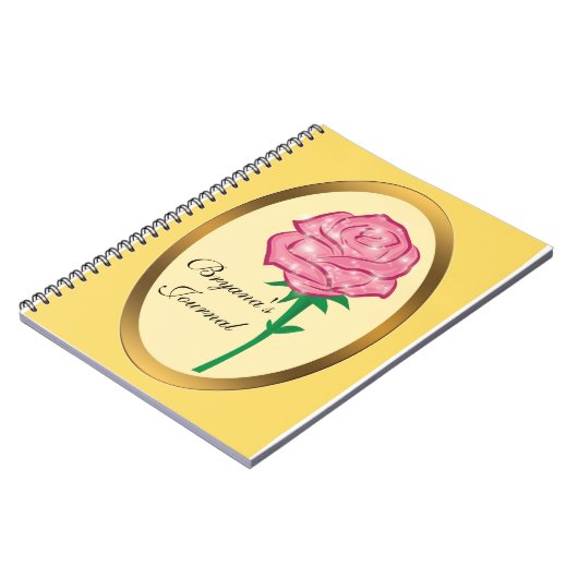 Rosa verzauberte Glitzer Rose Notebook Journal Notizblock (Linke Seite)