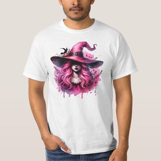 Rosa verzauberte Hexe - Halloween Art Print T-Shirt (Vorderseite)