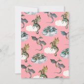 Rosa verzauberter Walddrache Geburtstag Einladung (Rückseite)