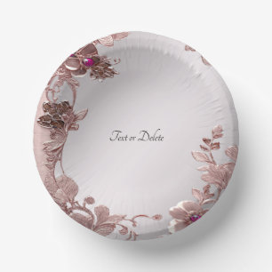 Rosa verzierte Blumen-Papier-Schalen Pappteller