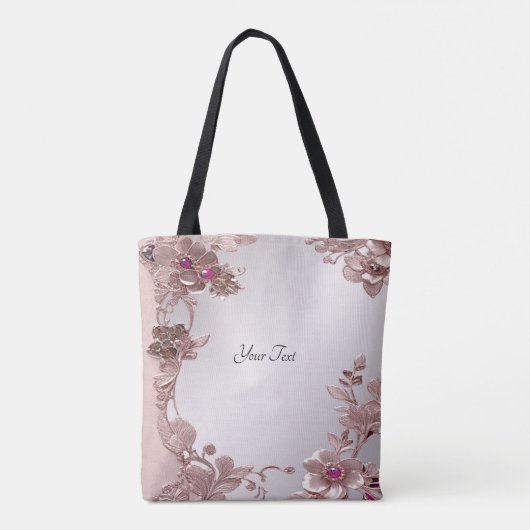 Rosa Verzierte Blumenbeutel Tasche (Rückseite)