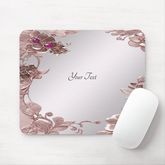 Rosa Verzierte Blumenmousepad Mousepad (Mit Mouse)