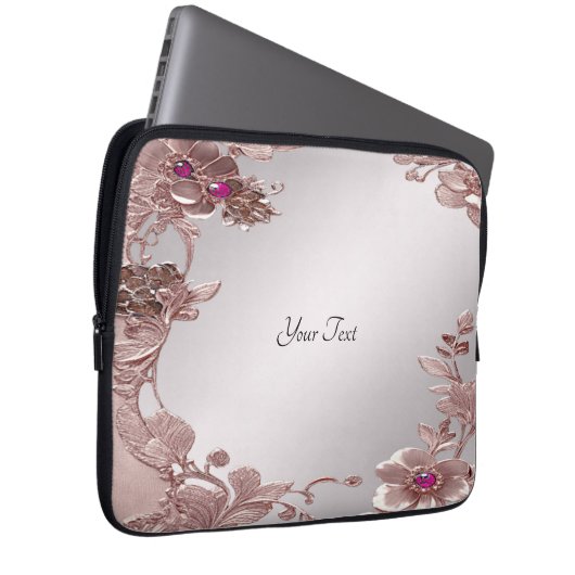 Rosa Verzierte Blumenschlacke Laptopschutzhülle (Vorne Rechts)