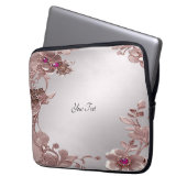 Rosa Verzierte Blumenschlacke Laptopschutzhülle (Vorderseite Links)