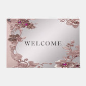 Rosa Verzierte Blütenmatte Fußmatte (Vorderseite)