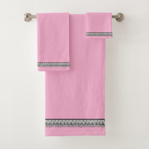 Rosa verzierte Einfassung Badhandtuch Set