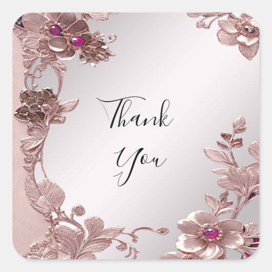 Rosa Verzierte florale Aufkleber (Vorderseite)