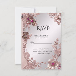 Rosa Verzierte florale RSVP Karte