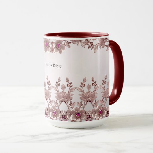 Rosa Verzierte florale Tasse (VorderseiteRechts)