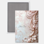 Rosa verzierte Perle und Blumenmagnet Magnet (Vorderseite/Rückseite)