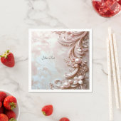 Rosa verzierte Perle und Floral Serviette (Beispiel)