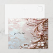 Rosa verzierte Perle und florale Postkarte (Vorne/Hinten)