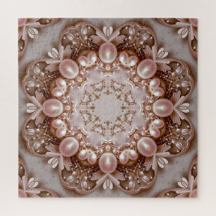 Rosa verzierte Perlen- und Blumen-Puzzle Puzzle