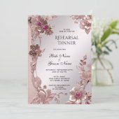 Rosa Verzierte Probe mit Blumen Einladung (Stehend Vorderseite)