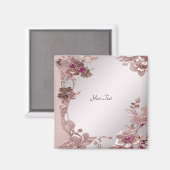Rosa Verziertes Blumenmagnet Magnet (Vorderseite/Rückseite)