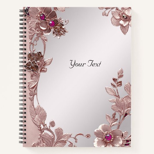 Rosa Verziertes Floral-Notebook Notizblock (Vorderseite)