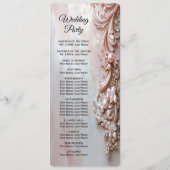 Rosa verziertes Perlen- und Blumenhochzeitsprogram Programm (Rückseite)