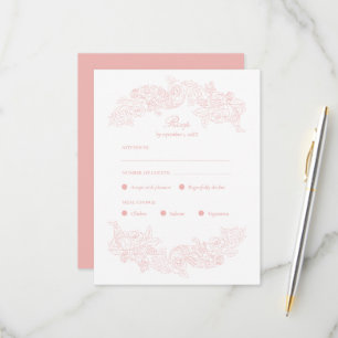 Rosa Victorian-Menüwahl-RSVP-Karte RSVP Karte
