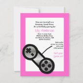 Rosa Videospiel-Party Einladung (Vorderseite)