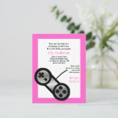 Rosa Videospiel-Party Einladung (Stehend Vorderseite)