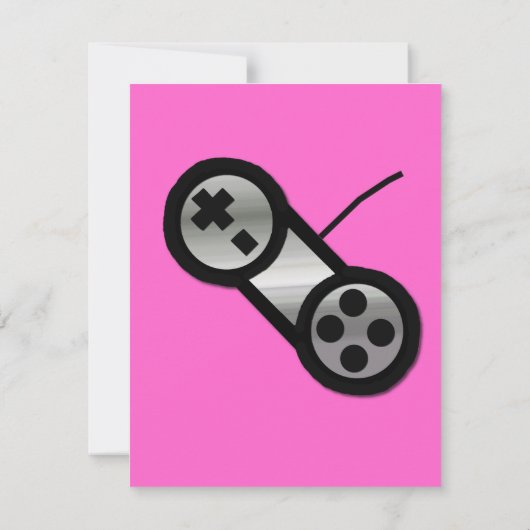 Rosa Videospiel-Party Einladung (Rückseite)