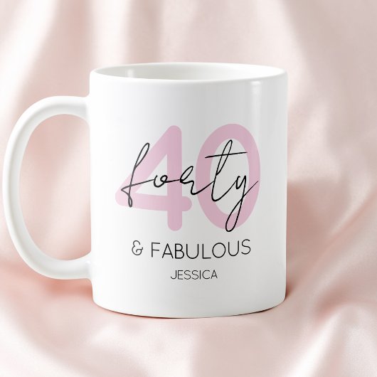 Rosa Vierzig und fabelhafte Moderne 40. Geburtstag Kaffeetasse