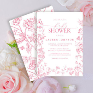 Rosa Viktorianische Blüte Elegant Babydusche Einladung