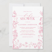 Rosa Viktorianische Blüte Elegant Babydusche Einladung (Vorderseite)