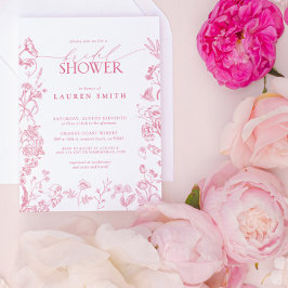 Rosa Viktorianische Blütenpracht Elegantes Brautpa Einladung