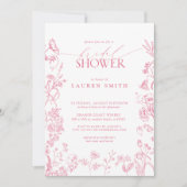 Rosa Viktorianische Blütenpracht Elegantes Brautpa Einladung (Vorderseite)