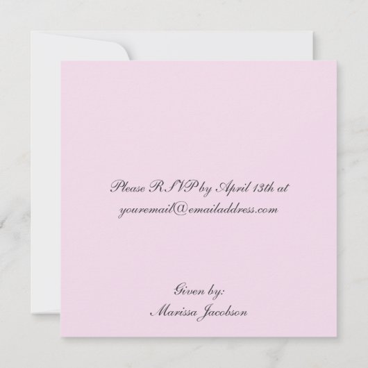 Rosa Viktorianische Engel Baby Dusche Einladung (Rückseite)