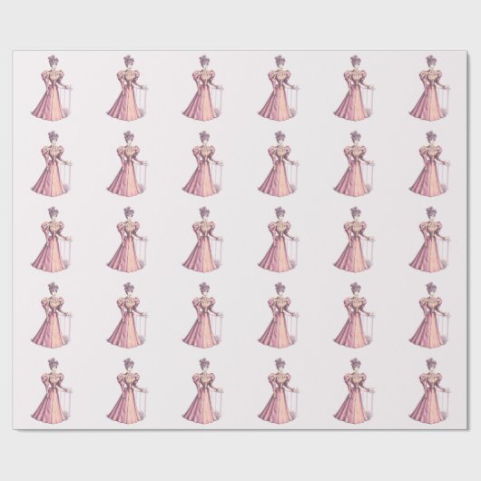 Rosa Viktorianische Mode Geschenkpapier (Flach)