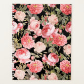 Rosa Viktorianische Rose auf schwarzem Muster Planer (Vorderseite)